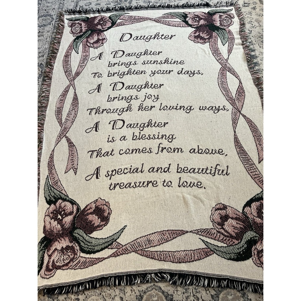 Vintage Daughter Tapestry Blanket Floral Women's & Mother's Day Cottagecore